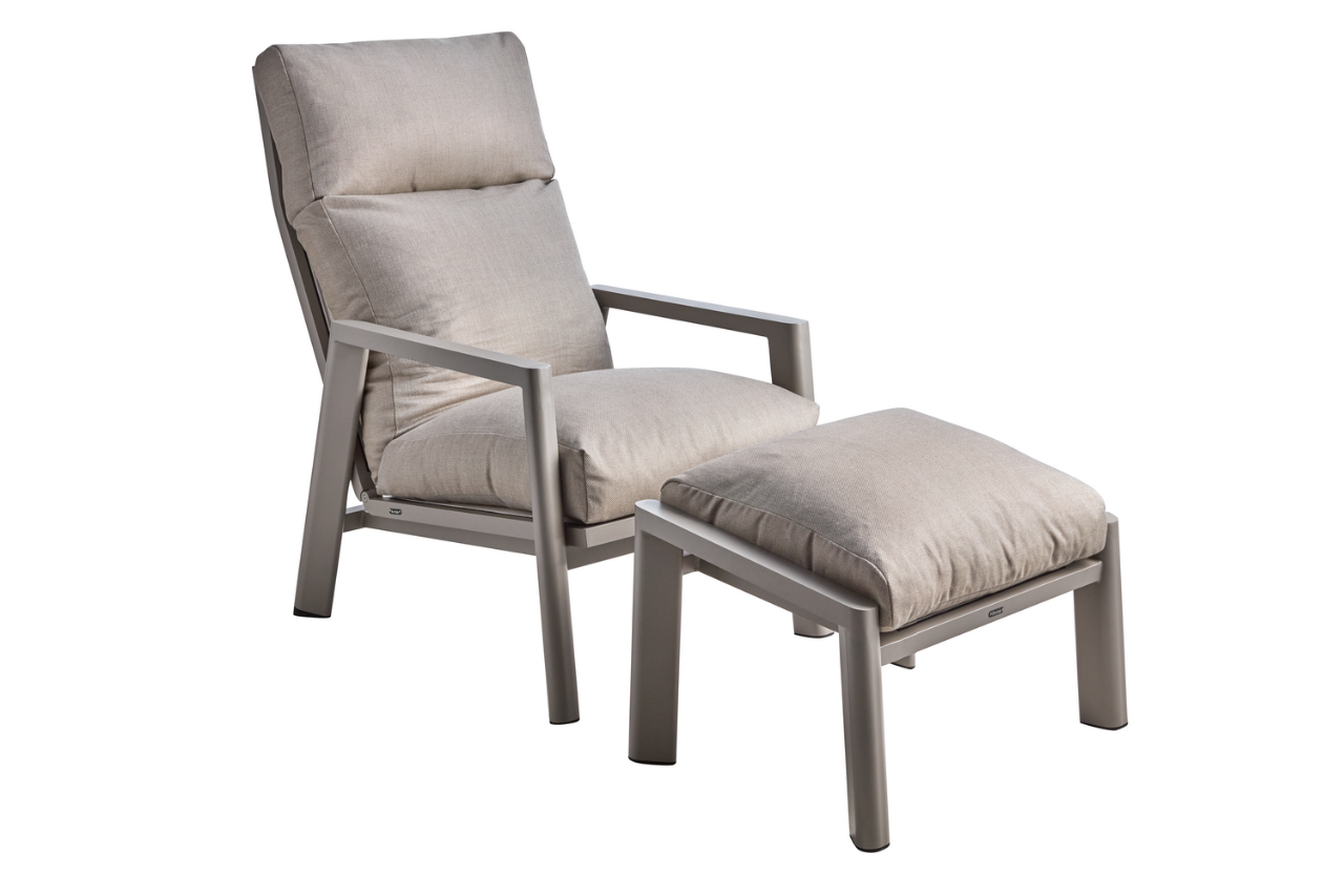 Slide Reclining Armchair with Footstool Khaki Product Image